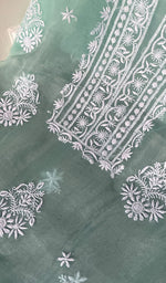 Load image into Gallery viewer, Kiara Women's Lakhnavi Handcrafted Pure Organza Chikankari Unstitched Kurta And Dupatta Set - HONC0225982