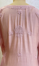 Load image into Gallery viewer, Sufi Women's Lucknowi Handcrafted Chanderi Silk Chikankari Kurti - HONC0126970