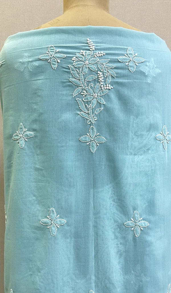 Women's Lakhnavi Handcrafted Cotton Chikankari Unstitched Kurti Fabric - HONC0195812
