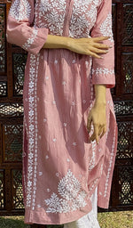 将图像加载到图库查看器中, Women's Lucknowi Handcrafted Mul Chanderi Chikankari Kurti - HONC0256291