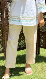 Load image into Gallery viewer, Women's Lakhnavi Handcrafted Cotton Chikankari Top And Pant Set - HONC0282051