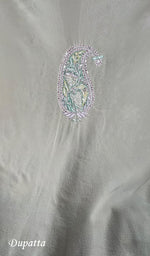 Load image into Gallery viewer, Women's Lakhnavi Handcrafted Pure Silk Georgette Chikankari Kurta and Dupatta set - HONC0249934