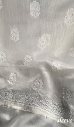 Load image into Gallery viewer, Women's Lakhnavi Handcrafted Chanderi Silk Chikankari Unstitched Kurti Fabric - HONC0191288