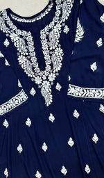 Load image into Gallery viewer, Women's Lucknowi Handcrafted Modal Cotton Chikankari Anarkali Dress - HONC0231065