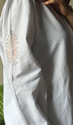 将图像加载到图库查看器中, Enayat Women's Lakhnavi Handcrafted Linen Cotton Oversized  Chikankari Oversized Top And Pant Set - HONC0293680