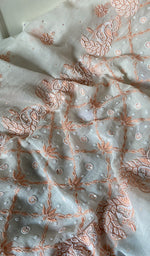 Load image into Gallery viewer, Shirin Women's Lakhnavi Handcrafted Mul Chanderi Unstitched Kurta And Dupatta Set - HONC0253637