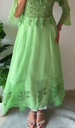 Load image into Gallery viewer, Aadab Women's Lakhnavi Handcrafted Faux-Georgette Chikankari Anarkali Dress - HONC0389400