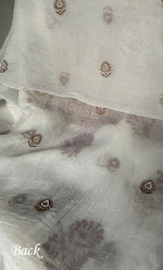 将图像加载到图库查看器中, Women's Lakhnavi Handcrafted Pure Organza Chikankari Unstitched Kurta And Dupatta Set-  HONC0299227