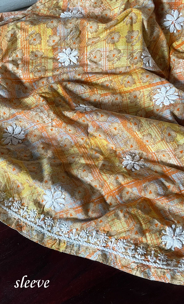 Women's Lakhnavi Handcrafted Cotton Chikankari Unstitched Kurti Fabric - HONC0284379