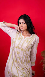Load image into Gallery viewer, Divya Women's Lucknowi Handcrafted Cotton Chikankari Kurti - HONC0213349