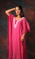 Load image into Gallery viewer, Rabia Women's Lucknowi Handcrafted Mul chanderi Chikankari Kaftan - HONC0304368