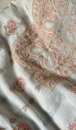 Load image into Gallery viewer, Nagma Women's Lakhnavi Handcrafted Linen Cotton Chikankari Kurta And Dupatta Set- HONC0250085