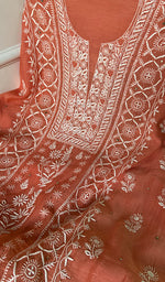 将图像加载到图库查看器中, Women's Lakhnavi Handcrafted Mul Chanderi Kurta And Dupatta Set - HONC0199241