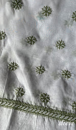 将图像加载到图库查看器中, Women's Lakhnavi Handcrafted Cotton Chikankari Unstitched Kurti Fabric - HONC0284341