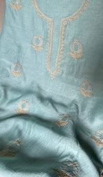 Load image into Gallery viewer, Women's Lakhnavi Handcrafted Chanderi Silk Unstitched Chikankari Full Suit - HONC0345273