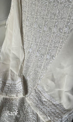 将图像加载到图库查看器中, Women's Lakhnavi Handcrafted Pure Silk Georgette Chikankari Semi - Stitched Anarkali And Dupatta Set- HONC0302212