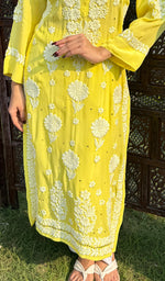 将图像加载到图库查看器中, Asma Women's Lucknowi Handcrafted Crepe Chikankari Kurti- HONC0249487