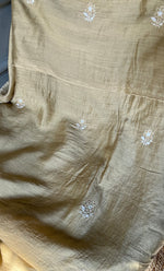 Load image into Gallery viewer, Women's Lakhnavi Handcrafted Munga Silk Unstitched Chikankari Kurta And Dupatta Set- HONC0282389