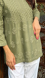 Load image into Gallery viewer, Hania Women's Lakhnavi Handcrafted Chanderi Silk Chikankari Top - HONC0383281