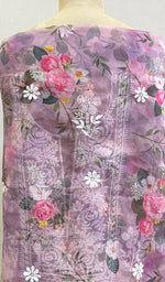 将图像加载到图库查看器中, Women's Lakhnavi Handcrafted Organza Chikankari Unstitched Kurta And Dupatta Set - HONC0211545