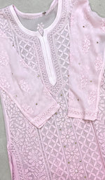 将图像加载到图库查看器中, Women's Lakhnavi Handcrafted Viscose Georgette Chikankari Kurti - HONC0161816
