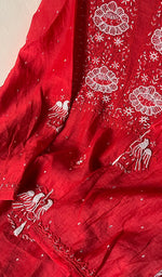 Load image into Gallery viewer, Women's Lakhnavi Handcrafted Mul Chanderi Semi - Stitched Kurta And Dupatta Set - HONC0246420