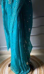 Load image into Gallery viewer, Women's Lucknowi Handcrafted Pure Organza Silk Chikankari Saree - HONC0307594