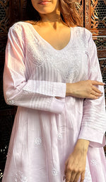 Load image into Gallery viewer, Women's Lakhnavi Handcrafted Chanderi Silk Chikankari Top - HONC0261126