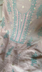 将图像加载到图库查看器中, Women's Lakhnavi Handcrafted Chanderi Silk Unstitched Chikankari Full Suit - HONC0321899