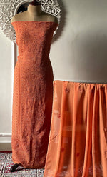 将图像加载到图库查看器中, Women's Lakhnavi Handcrafted Viscose Georgette Chikankari Saree - HONC0318167