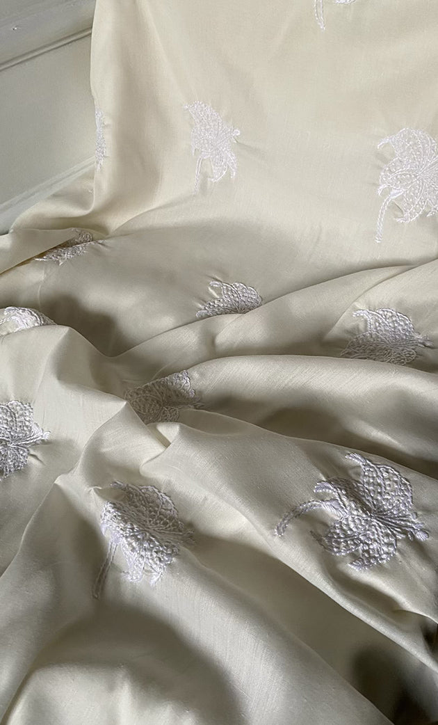 Women's Lakhnavi Handcrafted Unstitched Cotton Chikankari Suit Material - HONC0317002