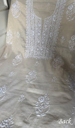Load image into Gallery viewer, Women's Lakhnavi Handcrafted Tissue Chanderi Unstitched Chikankari Kurta And Dupatta Set - HONC0366814