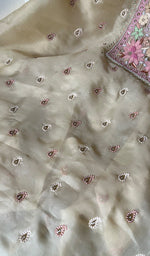 Load image into Gallery viewer, Amara Women's Lakhnavi Handcrafted Pure Organza Chikankari Unstitched Kurta And Dupatta Set - HONC0258853