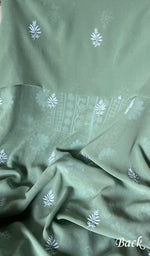 Load image into Gallery viewer, Women's Lakhnavi Handcrafted Pure Silk Georgette Chikankari Suit Material - HONC0260019