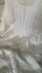 将图像加载到图库查看器中, Women's Lakhnavi Handcrafted Tussar Silk Chikankari Kurta And Dupatta Set - HONC0262816