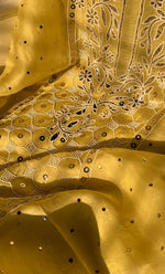 将图像加载到图库查看器中, Women's Lakhnavi Handcrafted Pure Organza Chikankari Unstitched Kurta And Dupatta Set- HONC0304473