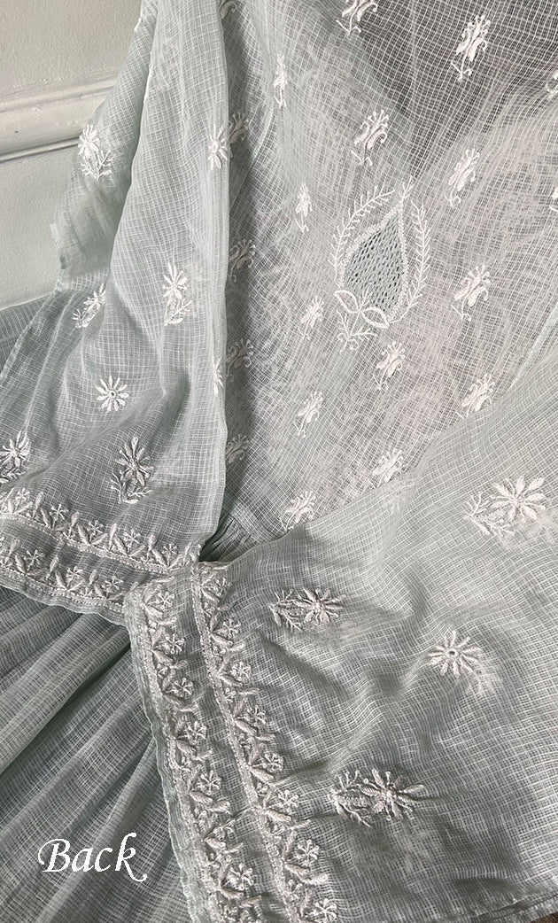 Women's Lucknowi Handcrafted Kota Cotton Chikankari Unstitched Kurta And Dupatta Set - HONC0307250