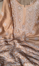 Load image into Gallery viewer, Women's Lakhnavi Handcrafted Mul Chanderi Semi - Stitched Kurta And Dupatta Set - HONC0266167