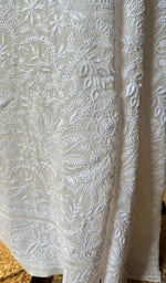 Load image into Gallery viewer, Women's Lakhnavi Handcrafted Pure Silk Georgette Chikankari Saree - HONC0270533