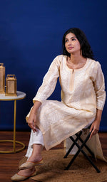 Load image into Gallery viewer, Jubina Women's Lucknowi Handcrafted Cotton Chikankari Kurti - HONC0164307