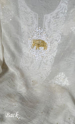 Load image into Gallery viewer, Women's Lakhnavi Handcrafted Mul Chanderi Unstitched Kurta And Dupatta Set - HONC0310889