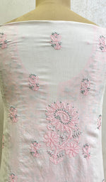 Load image into Gallery viewer, Women's Lucknowi Handcrafted Mul Cotton Chikankari Unstitched Kurti Fabric - HONC0151876