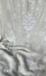 Load image into Gallery viewer, Women's Lakhnavi Handcrafted Pure Silk Georgette Chikankari Kurta And Dupatta Set- HONC0289957