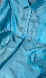 Load image into Gallery viewer, Afifa Women's Lakhnavi Handcrafted Chanderi Silk Chikankari Top And Pant Set - HONC0271700