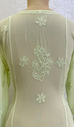 将图像加载到图库查看器中, Women's Lakhnavi Handcrafted Viscose Georgette Chikankari Kurti- HONC0139804