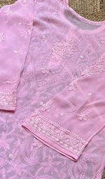 Load image into Gallery viewer, Safiya Women's Lakhnavi Handcrafted Viscose Georgette Chikankari Kurti- HONC0276114