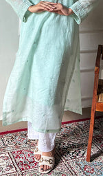 Load image into Gallery viewer, Women's Lakhnavi Handcrafted Muslin Chikankari Kurti - HONC0264764