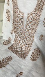 Load image into Gallery viewer, Women's Lakhnavi Handcrafted Mul Chanderi Unstitched Kurta And Dupatta Set - HONC0317070