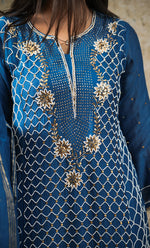 将图像加载到图库查看器中, Women's Lakhnavi Handcrafted Mul Chanderi Chikankari Stitched Kurta, Dupatta And Pant Set - HONC0321828