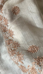 Load image into Gallery viewer, Women's Lakhnavi Handcrafted Munga Silk Chikankari Dupatta - HONC0180043